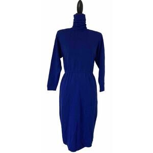 St. John Lou Rose Blue Knit Long Sleeve Sweater Dress Women's Size 6. Vintage.